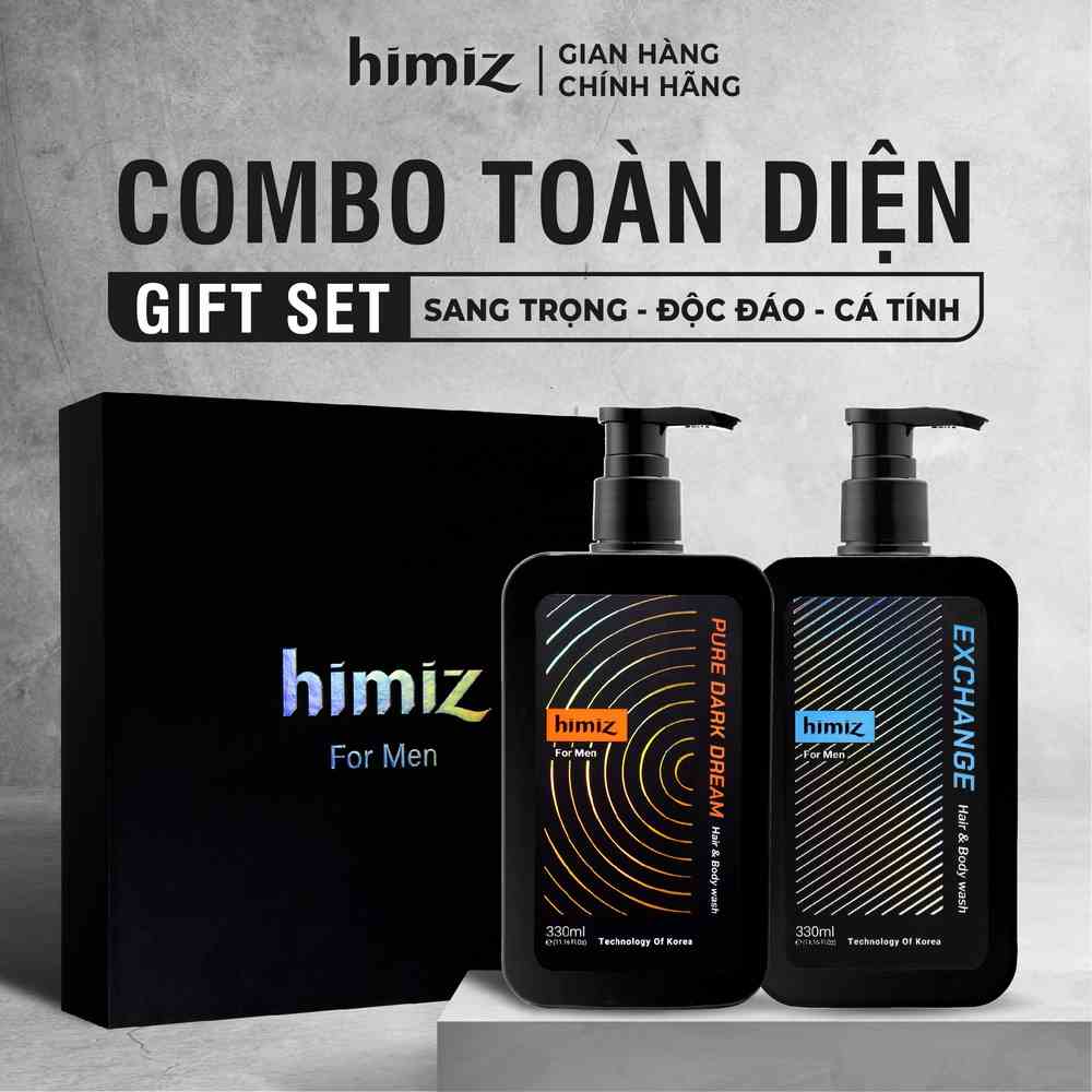 Combo GiftSet Sữa tắm gội toàn thân cho nam giới Himiz hương nước hoa cao cấp 330ml