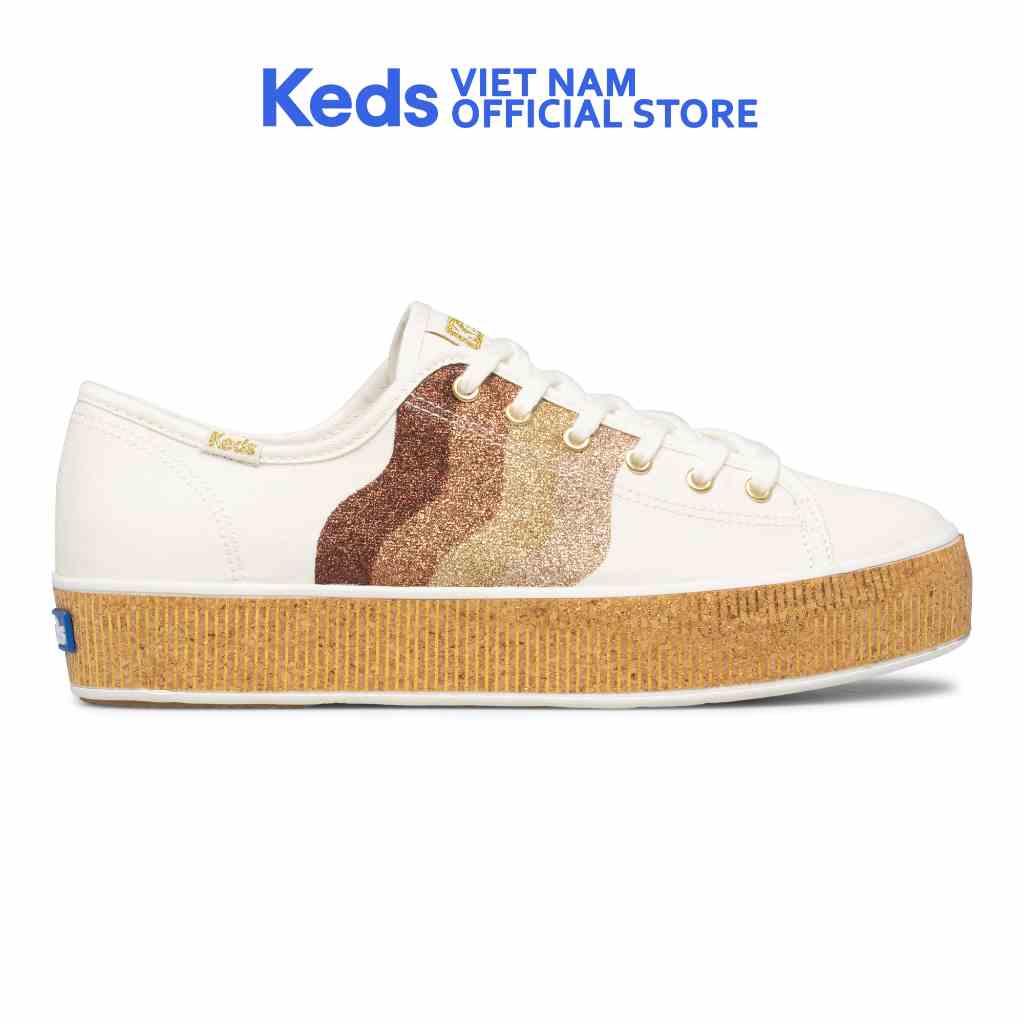 Giày Thể Thao Keds Nữ- Triple Kick Glitter Deco Canvas White- KD065997