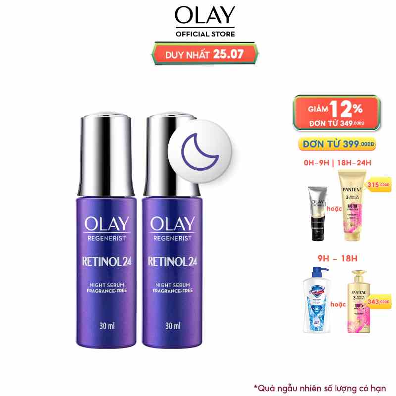 Combo 2 Serum/Tinh Chất Thúc Đẩy Tái Tạo Da & Mờ Nếp Nhăn OLAY REGENERIST Chứa Chiết Xuất RETINOL24 (30ML X2)