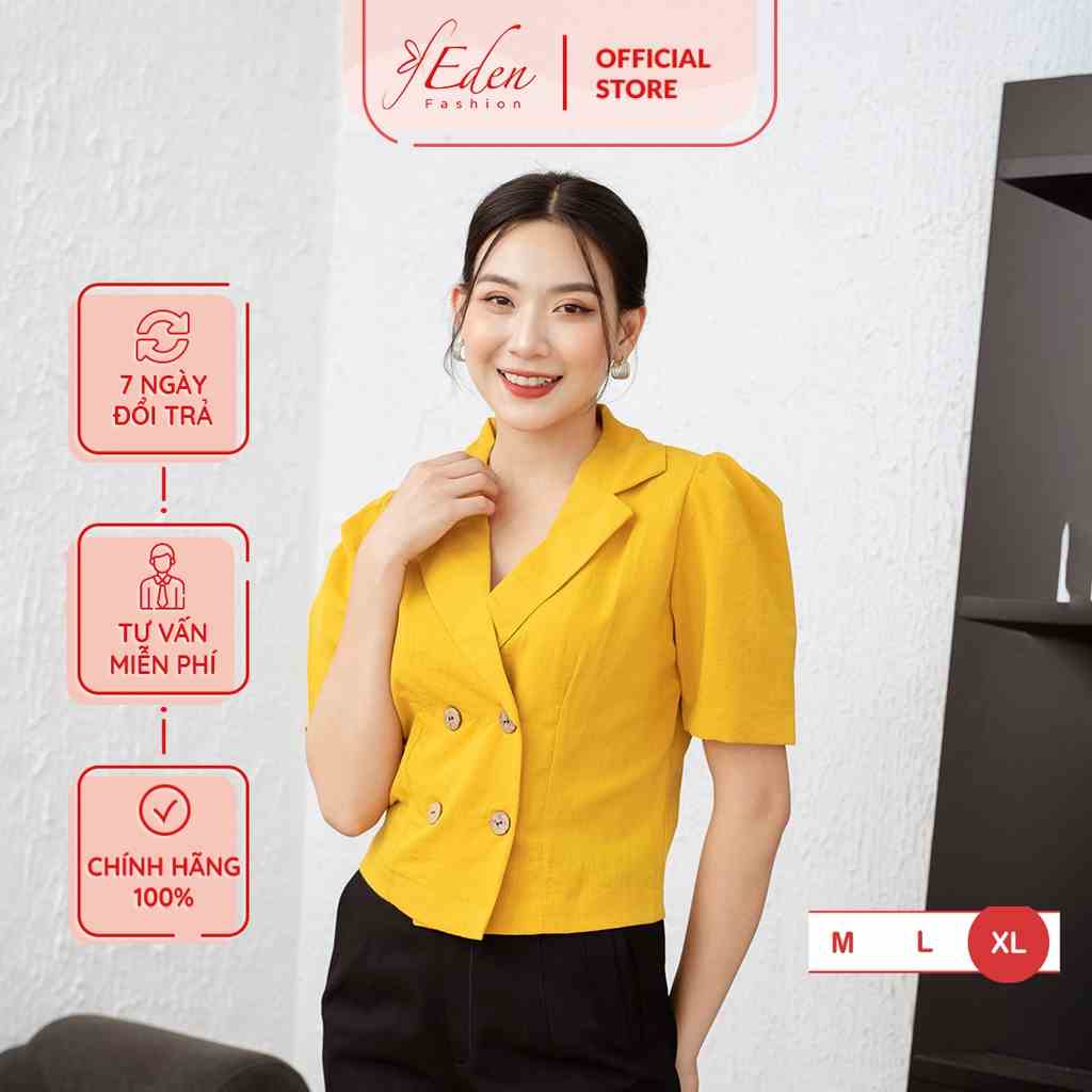 Áo kiểu công sở thời trang Eden cổ vest dáng ngắn - ASM193