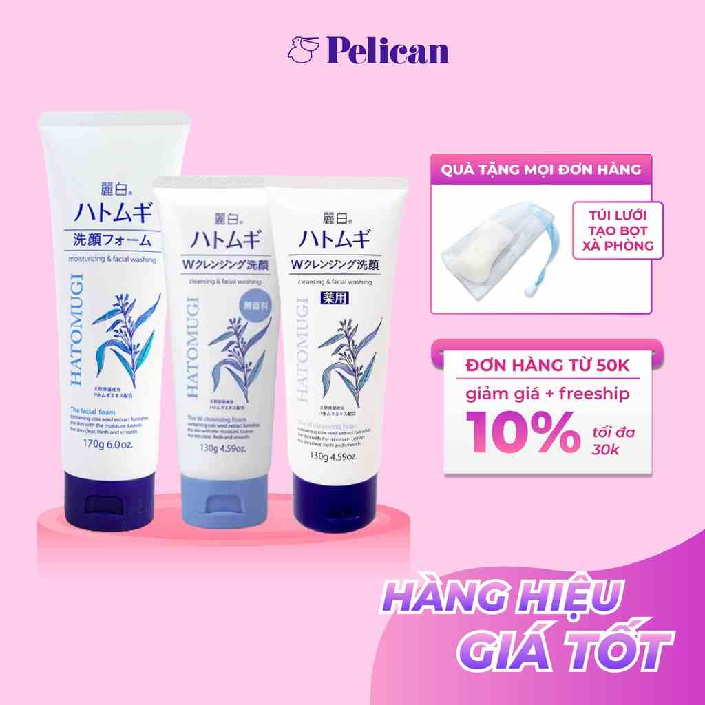 Sữa rửa mặt Hatomugi chiết xuất ý dĩ Moisturizing & Facial Washing 170g làm sáng da sạch bụi bẩn Nhật Bản