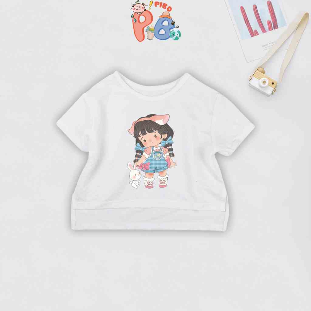 Áo Thun Bé Gái Dáng Thụng Xẻ Tà Hình In Cô Gái Vải Cotton Xược Chất Lượng Cao BabyBoo - PiBo Store