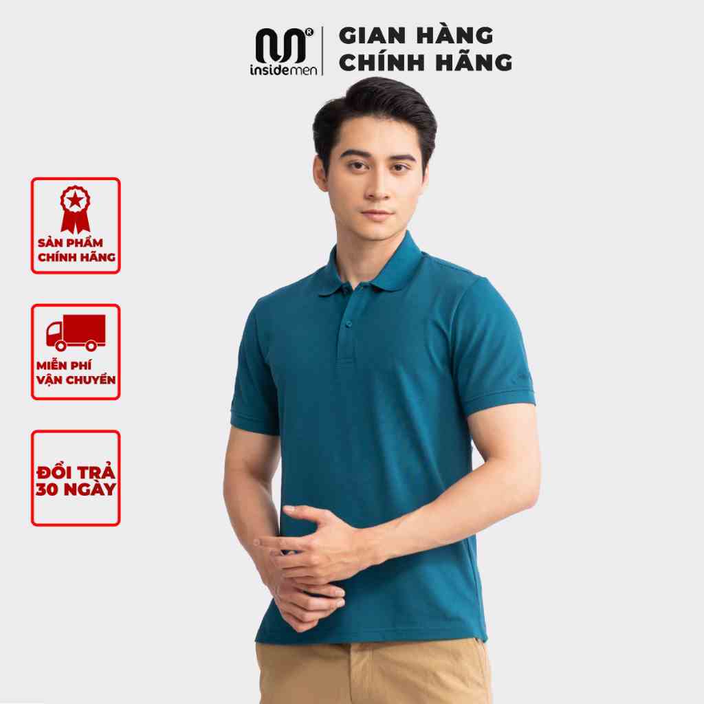 Áo polo nam cao cấp thương hiệu INSIDEMEN vải cá sấu cotton cao cấp ngắn tay giặt ko nhăn vải mái cực sang trọng IPSR11