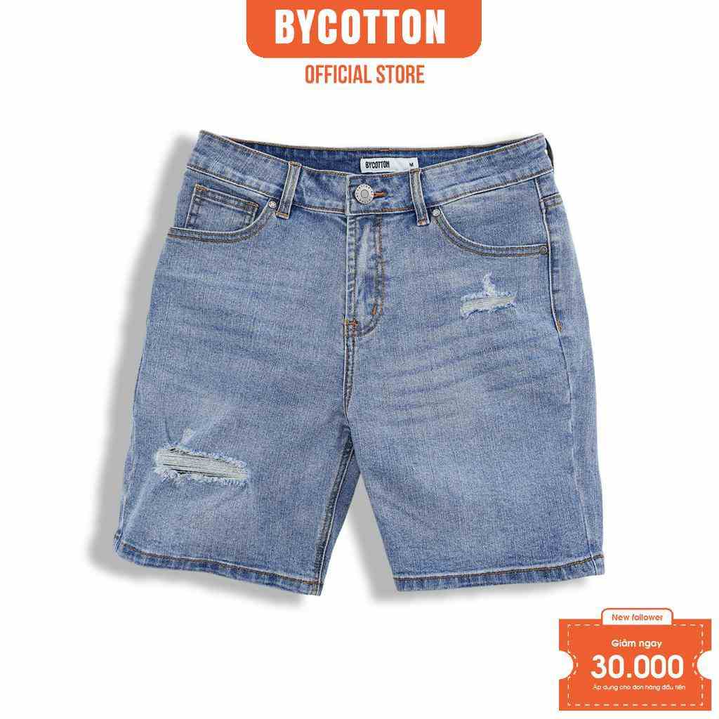 [Mã BYCO300T8 giảm 30% đơn 0K] Quần Short Jeans Nam BY COTTON Light Blue 02