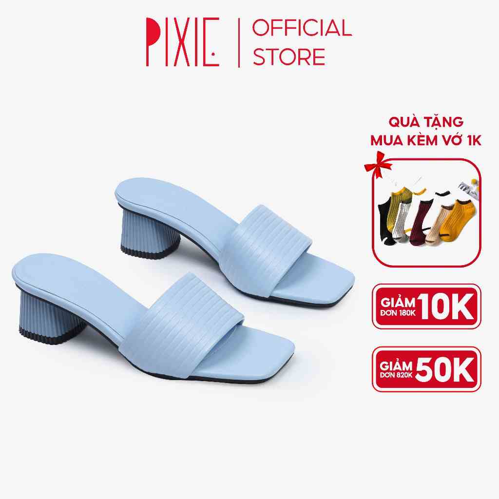 Guốc Cao Gót 5cm Quai Kẻ Ngang E117 Pixie