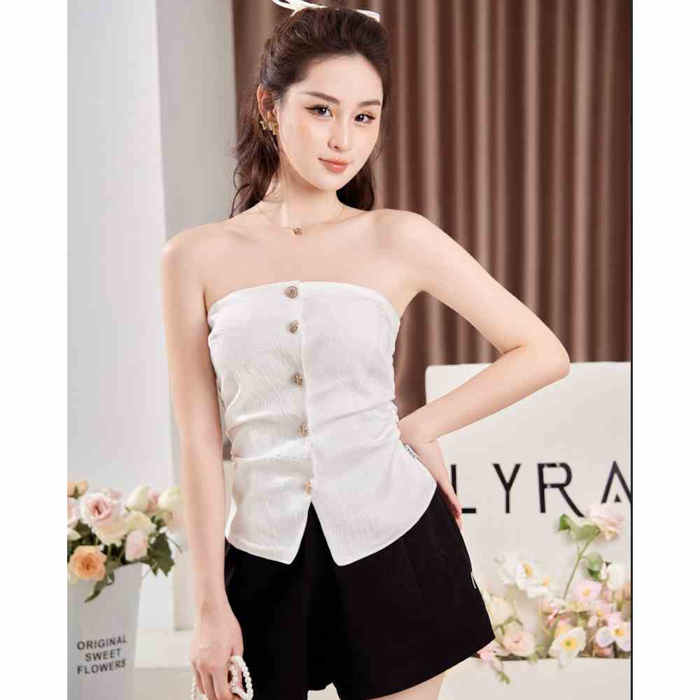 Áo taffa LYRA cup ngực nhún sườn nẹp gấu xẻ V phong cách trẻ trung, cá tính trend - LWNAO004