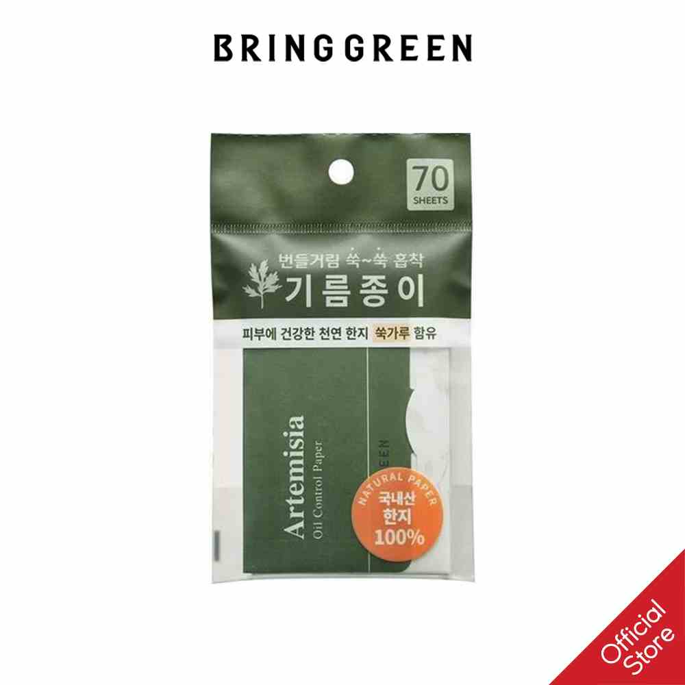 [Mã BMLTA35 giảm đến 35K đơn 99K] Giấy Thấm Dầu BRING GREEN ARTEMISIA OIL CONTROL PAPER 70 miếng