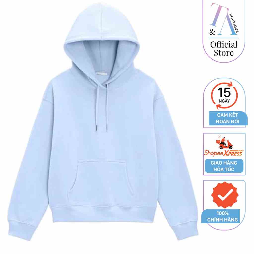 Áo hoodie nữ màu xanh mềm mại, dày dặn, form rộng dài vải nỉ êm ChiDu - TA029