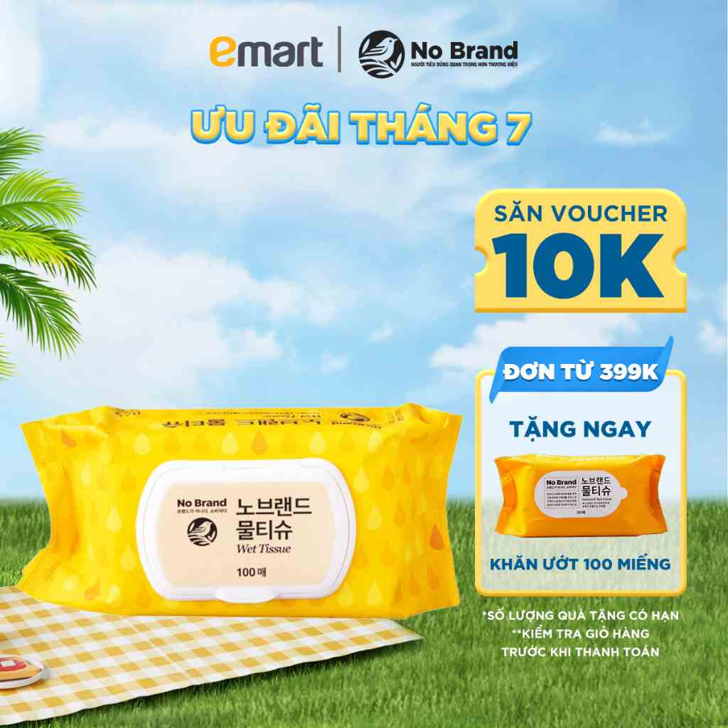 Khăn Ướt Có Nắp Nhựa No Brand 100 Miếng - Emart VN