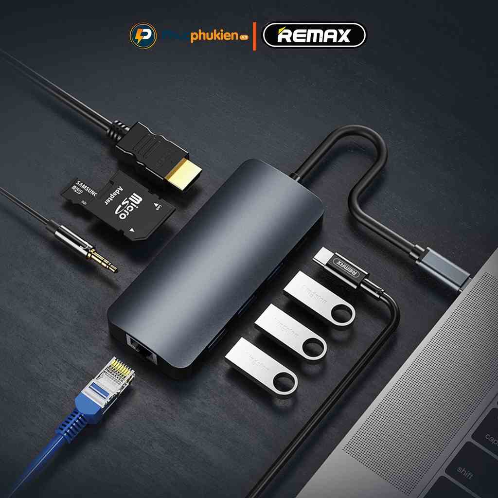 Hub chuyển đổi đa năng 9 in 1 Remax RU-U91 cổng chia usb mở rộng kết nối chuyển đổi cho Mac và Laptop Phúc Phụ Kiện