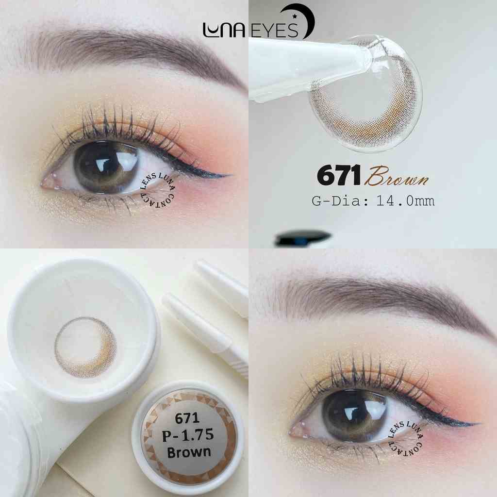 Kính áp tròng LUNA EYES 671 BROWN - Lens size nhỏ