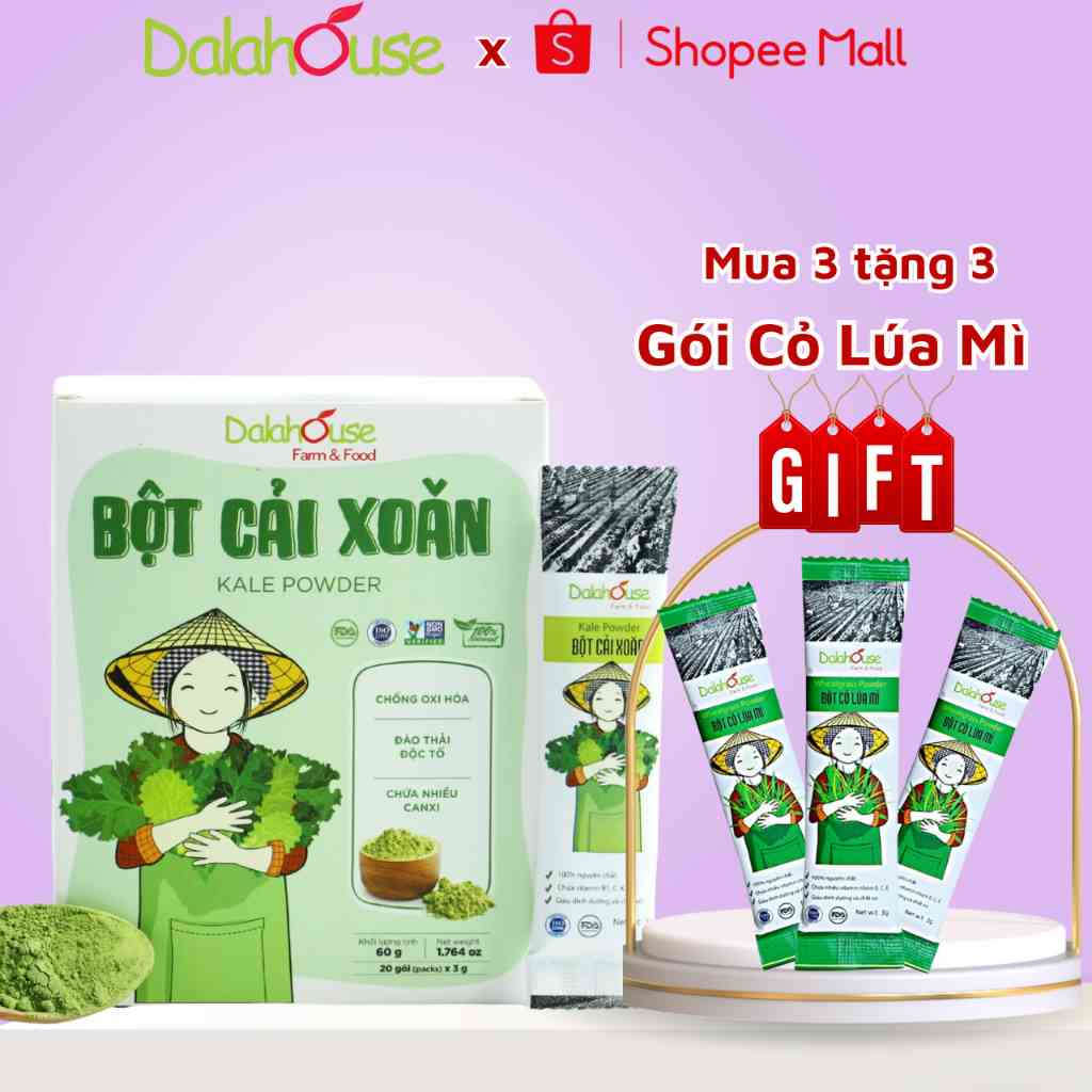 [Mã BMLTB200 giảm đến 100K đơn 499K] Bột Cải Xoăn Sấy Lạnh Nguyên Chất Dalahouse Hộp 60gr Giúp Ngăn Ngừa Lão Hóa