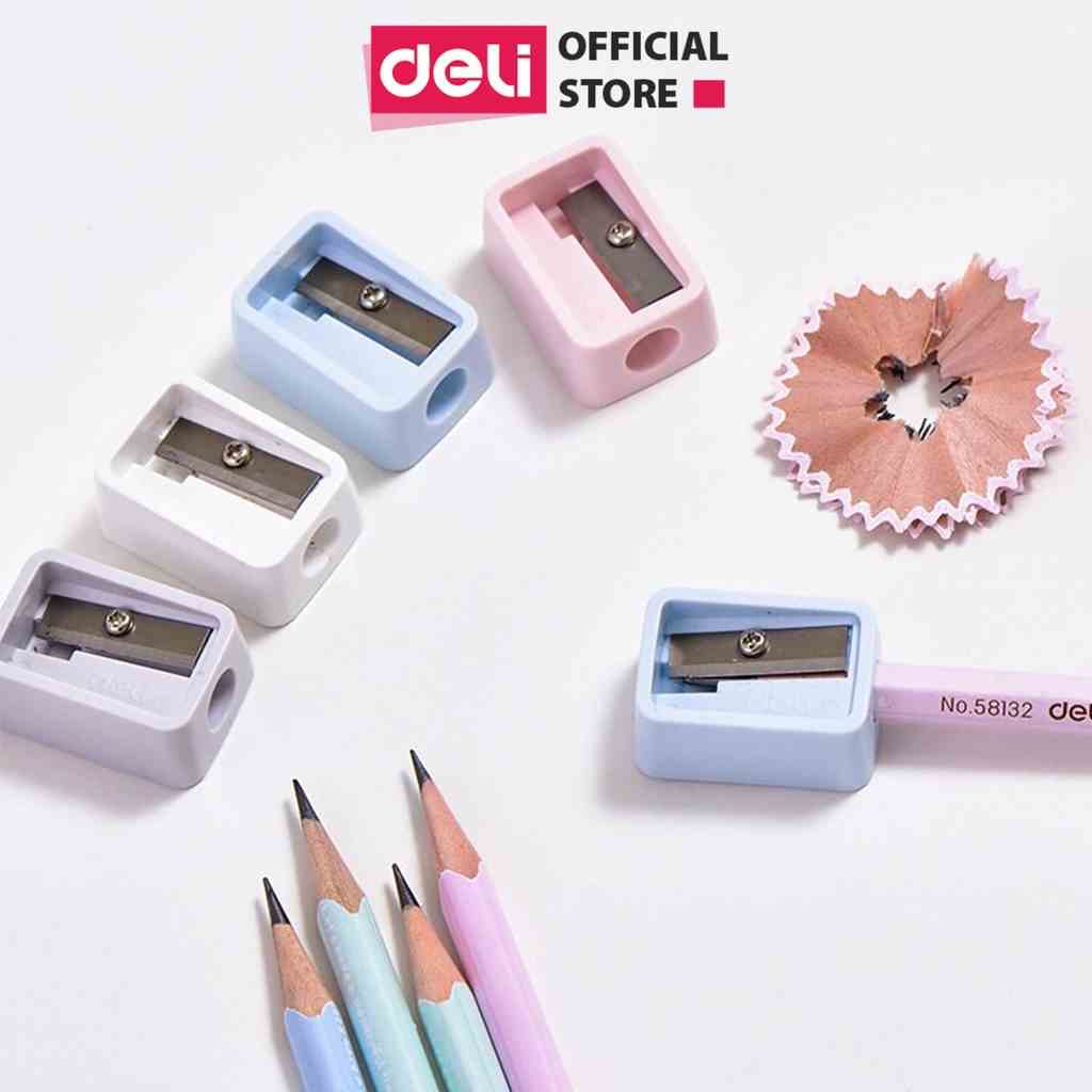 Gọt bút chì mini Deli - Hồng, Cam, Xanh dương, Xanh lá - 1 cái màu ngẫu nhiên - Chất liệu ABS bền bỉ, lưỡi dao không ghỉ