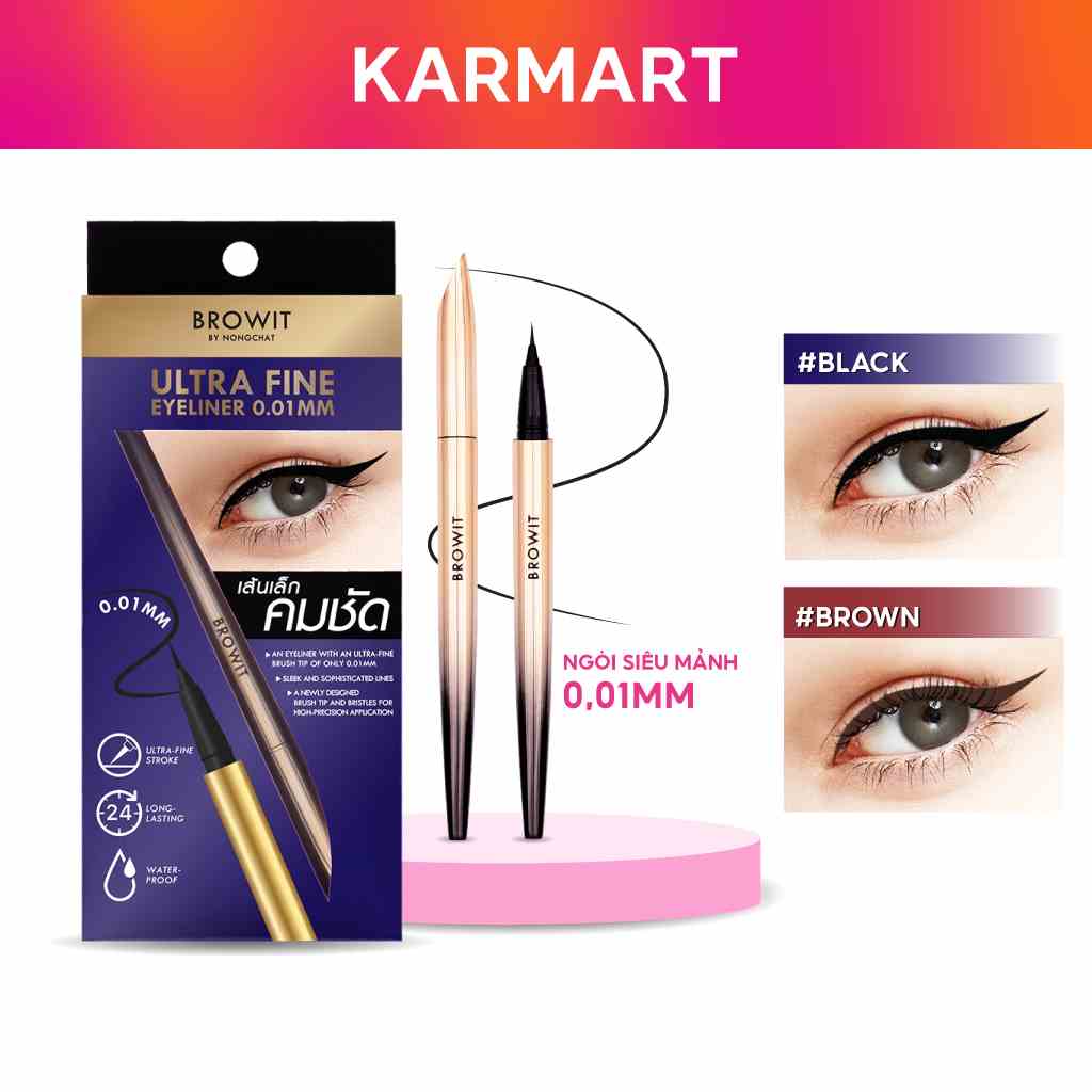 Bút kẻ mắt Browit Ultra Fine Eyeliner 0.01mm 0.5g, Ngòi bút linh hoạt siêu mảnh