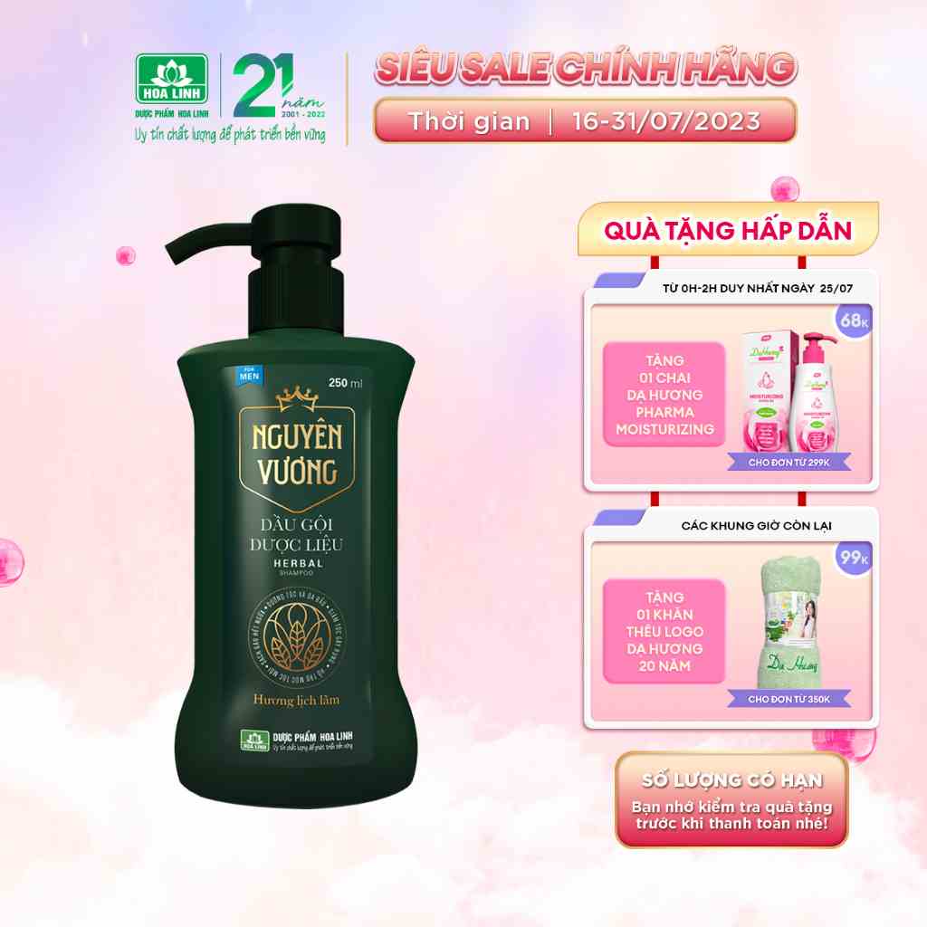 {MỚI} Dầu gội dược liệu Nguyên Vương dành cho nam chai 250ml - Hương Lịch Lãm