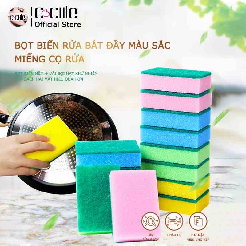 Set 5 miếng xốp rửa chén COCUTE hai mặt đa năng tiện dụng