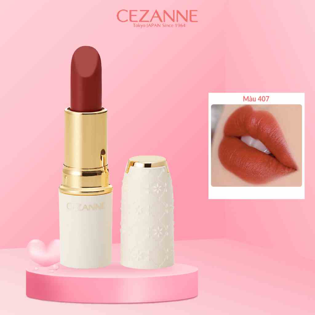 Son thỏi lì Cezanne Lasting Lip Color N Nhật Bản mềm mịn lâu trôi 3.9g - màu 407