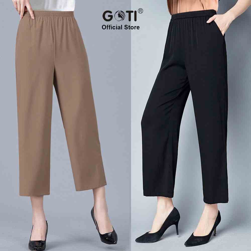 GOTI - Quần Nữ Trung Niên Cao Cấp Lưng Thun Co Giãn Nhẹ Nhiều Size Nhiều Màu Tặng Mẹ 3Q39