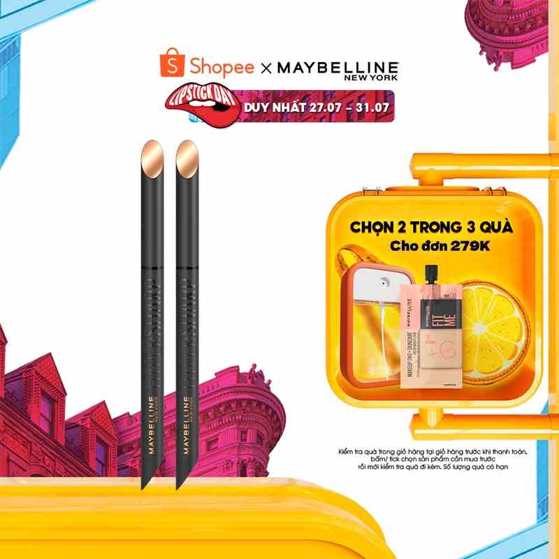 [Bộ trang điểm] Bộ đôi bút kẻ mắt nước siêu sắc mảnh 36H không trôi Hyper Sharp Extreme Maybelline New York