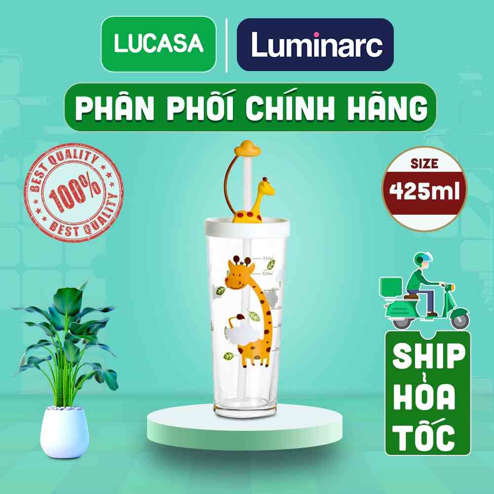 Ly Thủy Tinh Luminarc Lille Scale Giraffe 425ml - Ly Đổi Màu Có Nắp L3808 | Phân Phối Chính Hãng