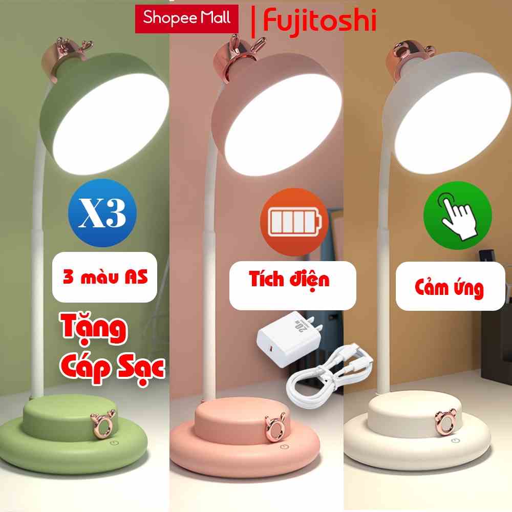 Đèn học chống cận thị Fujitoshi bảo vệ thị lực chống chóa bảo vệ mắt phù hợp mọi lứa tuổi độ sáng có pin tích điện