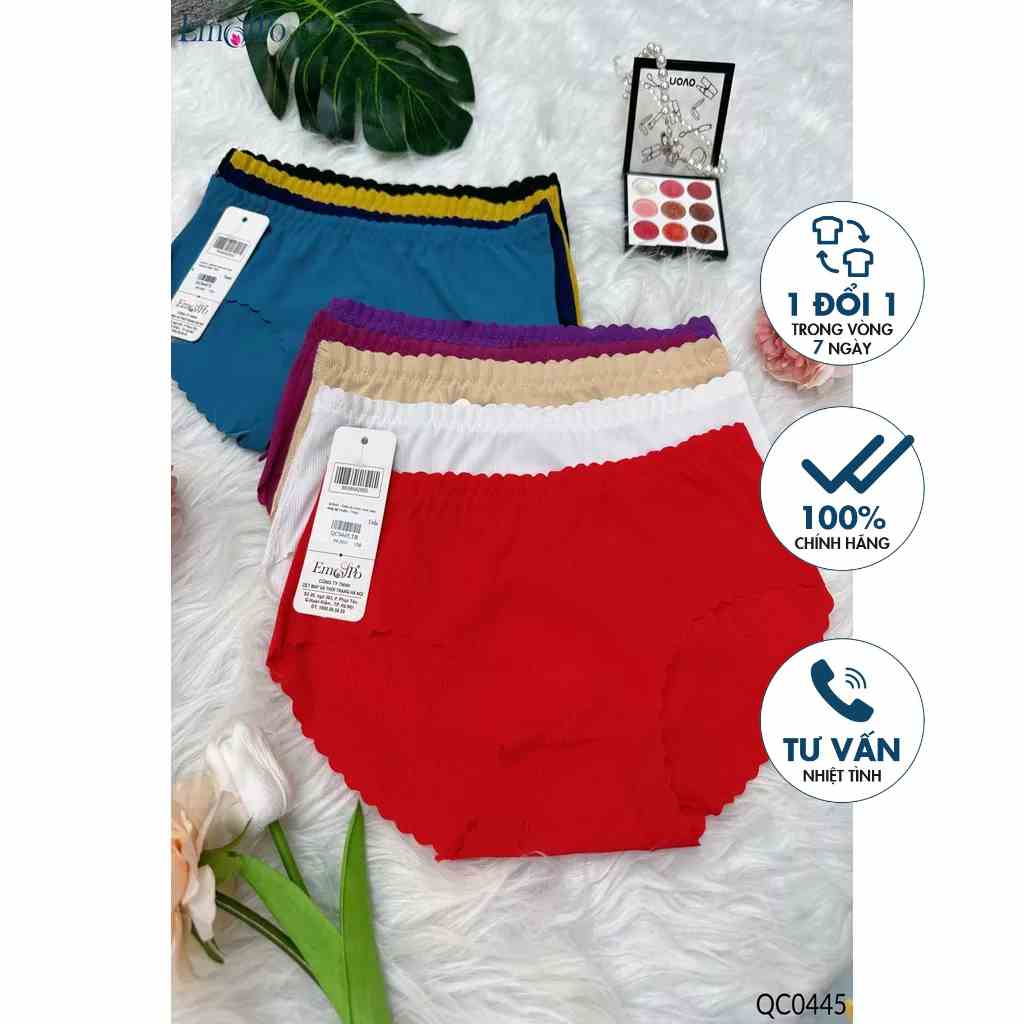 Quần lót cotton trơn lượn sóng cạp và gấu EMSPO QC0445