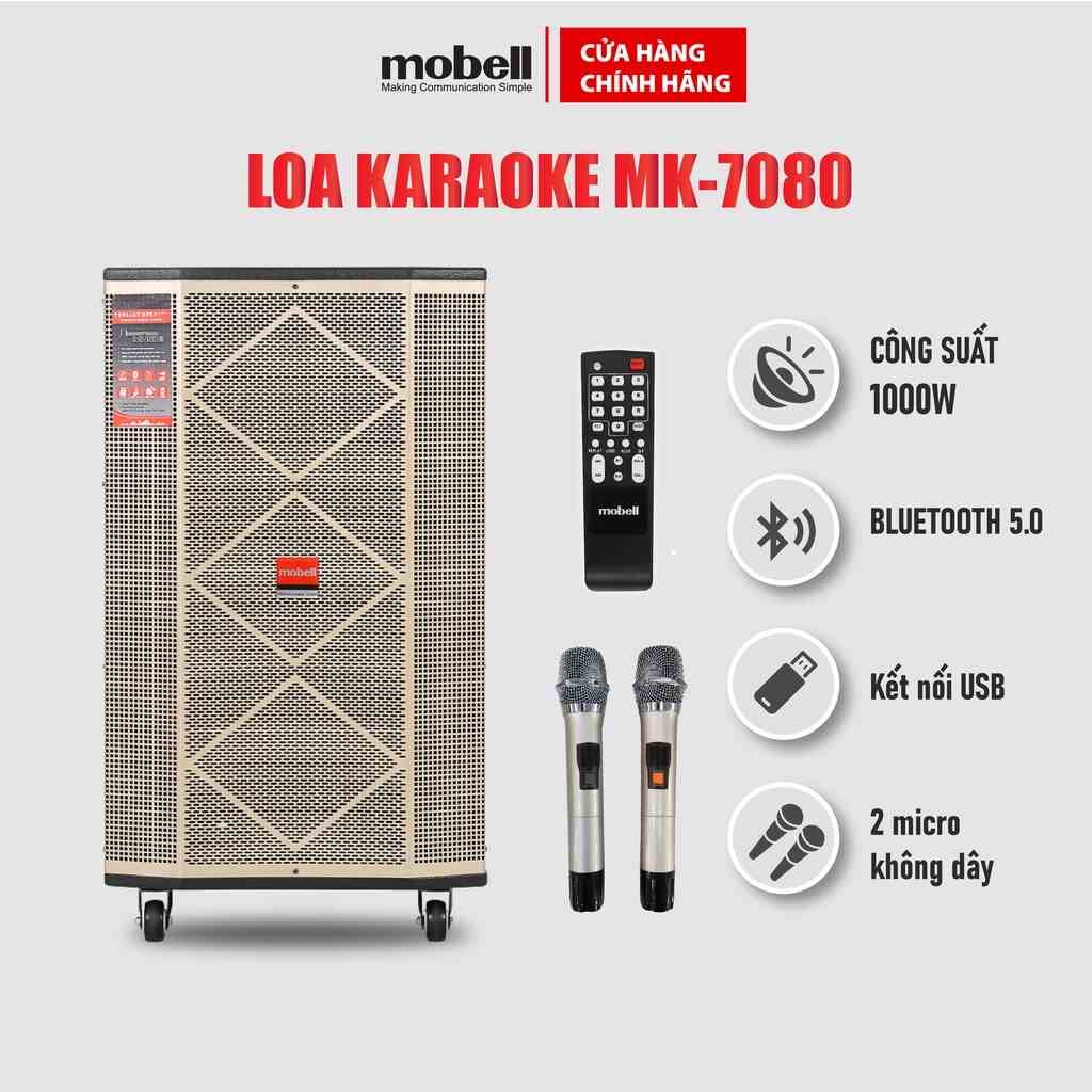 Loa kéo karaoke Mobell 7080-OL loa 3 đường tiếng công suất 1000W tặng kèm 2 micro bảo hành 12 tháng