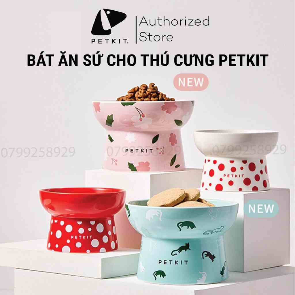 Chén Ăn, Bát Ăn Cho Chó Mèo Chống Gù Làm Từ Gốm Sứ Cao Cấp Ceramic Petkit Cera Spot