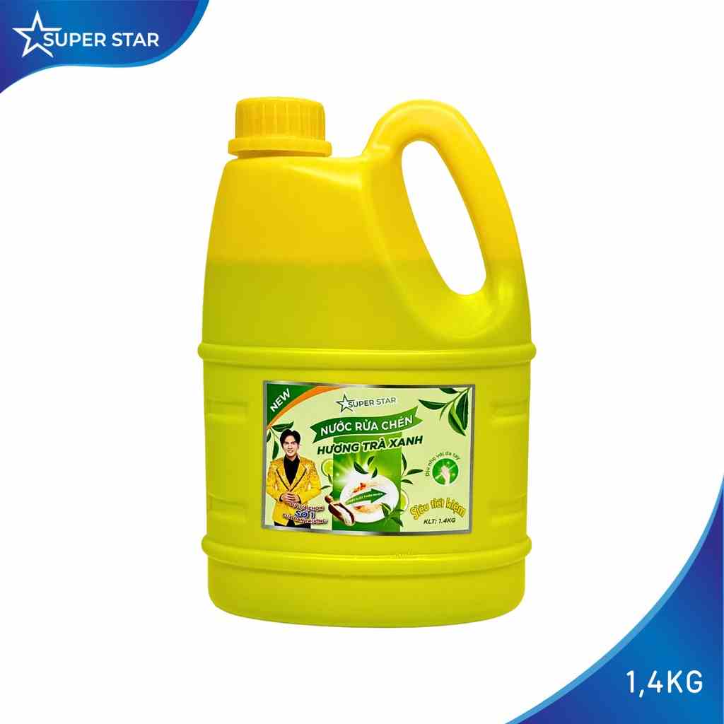 [Mã BMLTA35 giảm đến 35K đơn 99K] Nước Rửa Chén SUPER STAR Hương Trà Xanh - 1,4kg