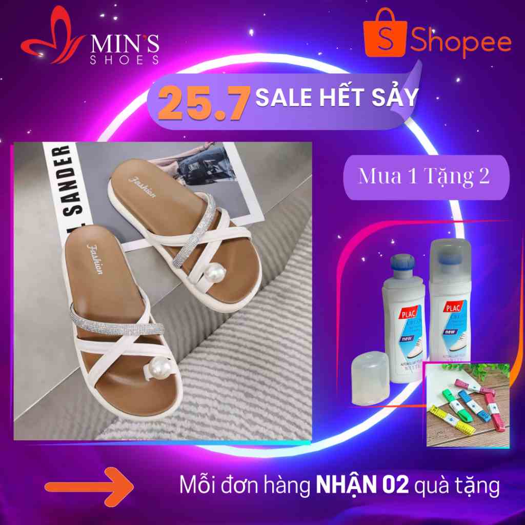 (MUA 1 TẶNG 2 - DUY NHẤT 25-27/07) Mins Shoes - Dép Sandal Dây Da Gắn Đá Cao Cấp S530