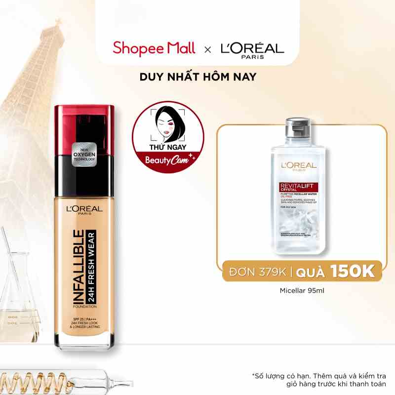 Kem nền mịn nhẹ lâu trôi LOreal Paris Infallible 24h Fresh Wear Liquid Foundation 30ml