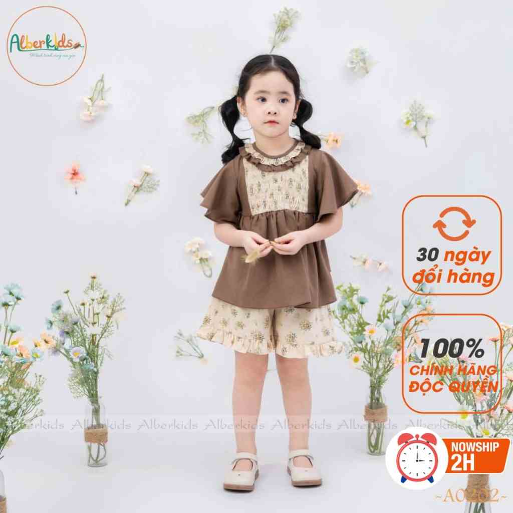 Sét đồ bé gái Alberkids áo phối hoa quần hoa công chúa cho bé gái 5,6,7,8,9,10,11,12 tuổi A0202