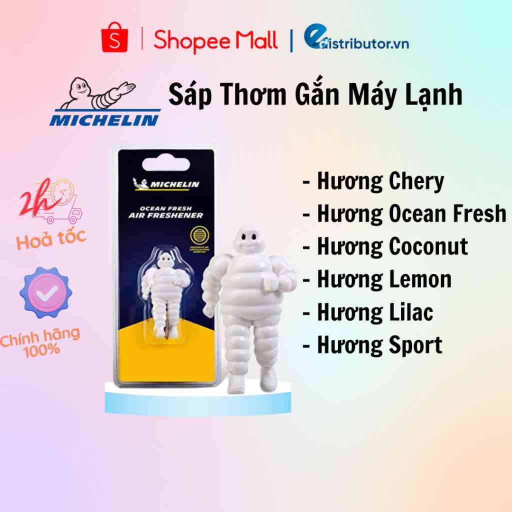 Nước Hoa Oto Michelin gắn cửa thông gió Hương Sport/Ocean Fresh/Cherry/Coconut/Lemon/Lilac (5ml) - Hàng chính hãng