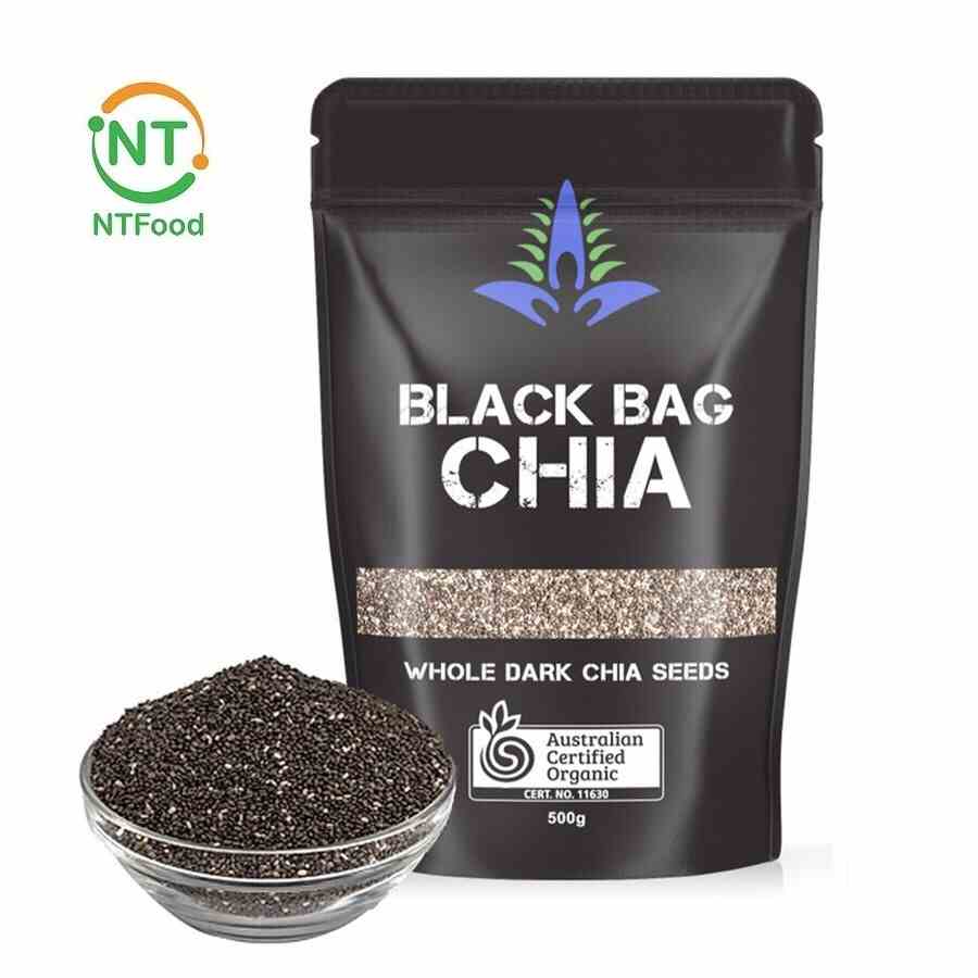 [Mã BMLTB35 giảm đến 35K đơn 99K] Hạt Chia Úc Black Bag chia Túi 500g DATE 12/2025 NTFood - Nhất Tín Food