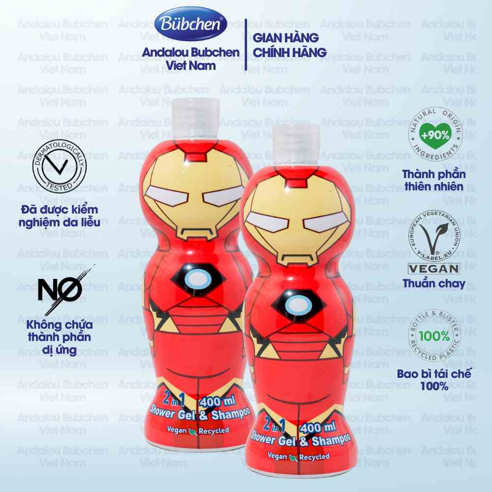 Combo 2 Chai Sữa Tắm Gội Air Val Iron Man Dành Cho Bé Trai 400ml