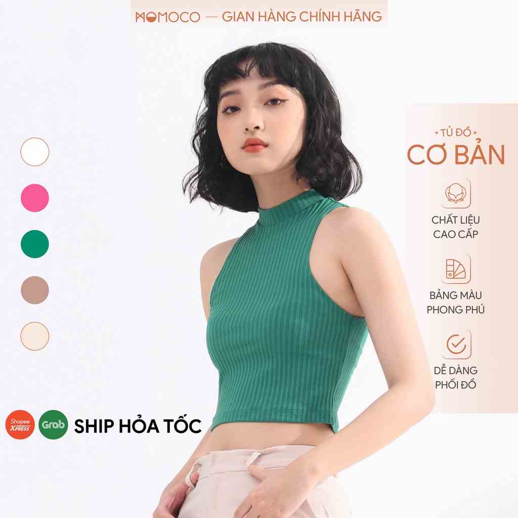 Áo Ba Lỗ Tanktop MOMOCO Cổ Cao 3cm Dáng Croptop Chất Liệu Cotton Thoáng Mát Phong Cách Năng Động M2959