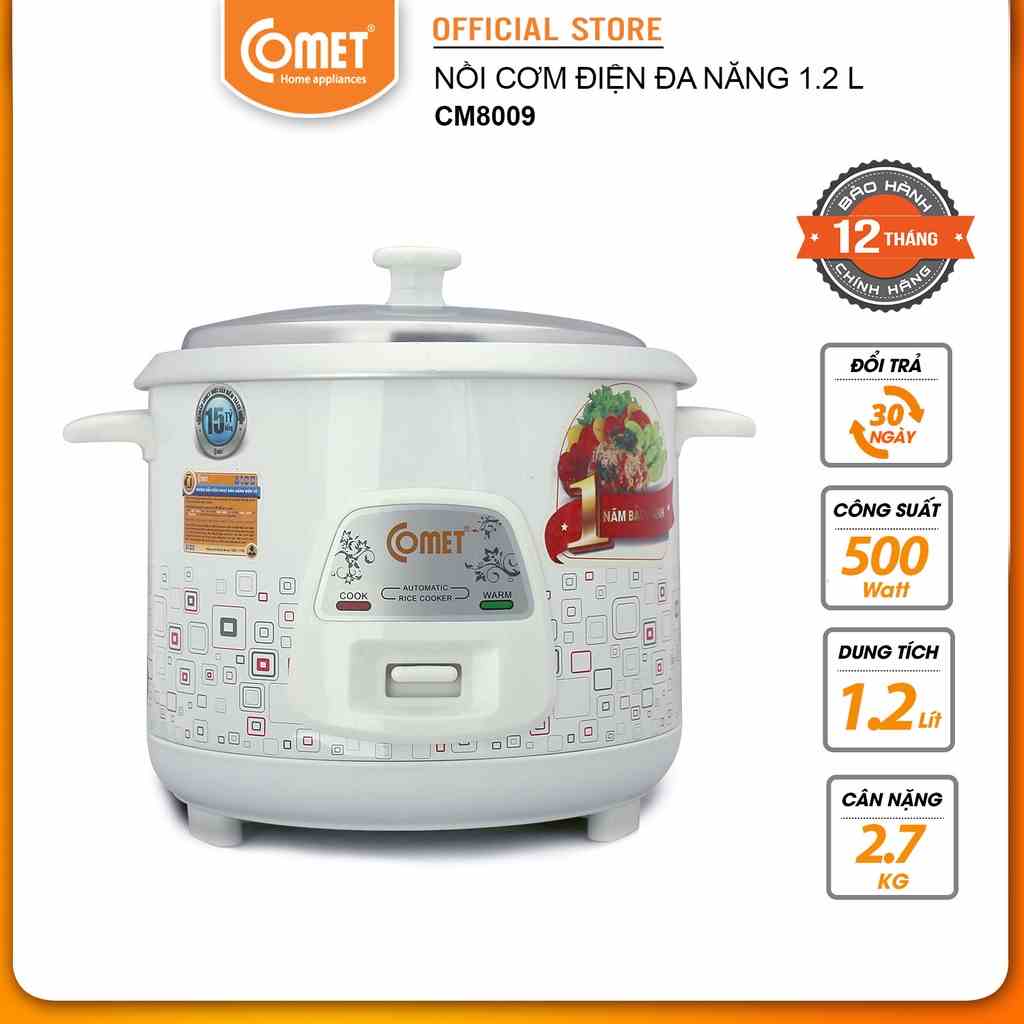 Nồi cơm điện nắp rời 1,2L COMET - CM8009