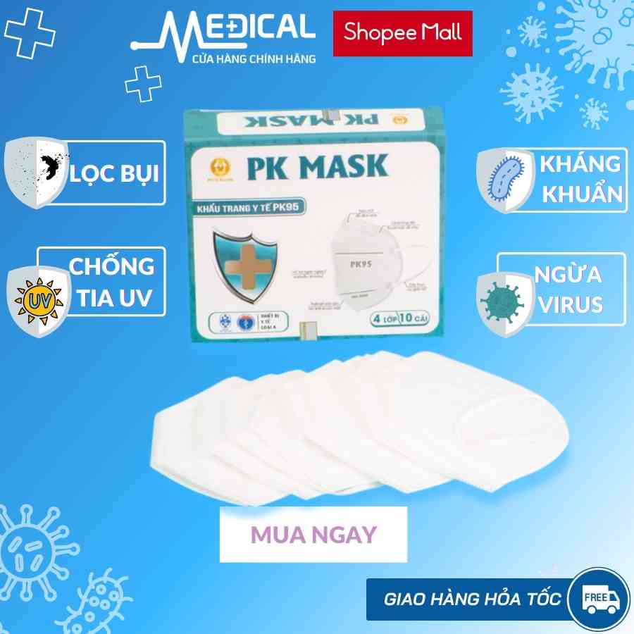 Khẩu trang y tế 4 lớp PK95 PHÚC KHANG MASK màu trắng chính hãng - MEDICAL