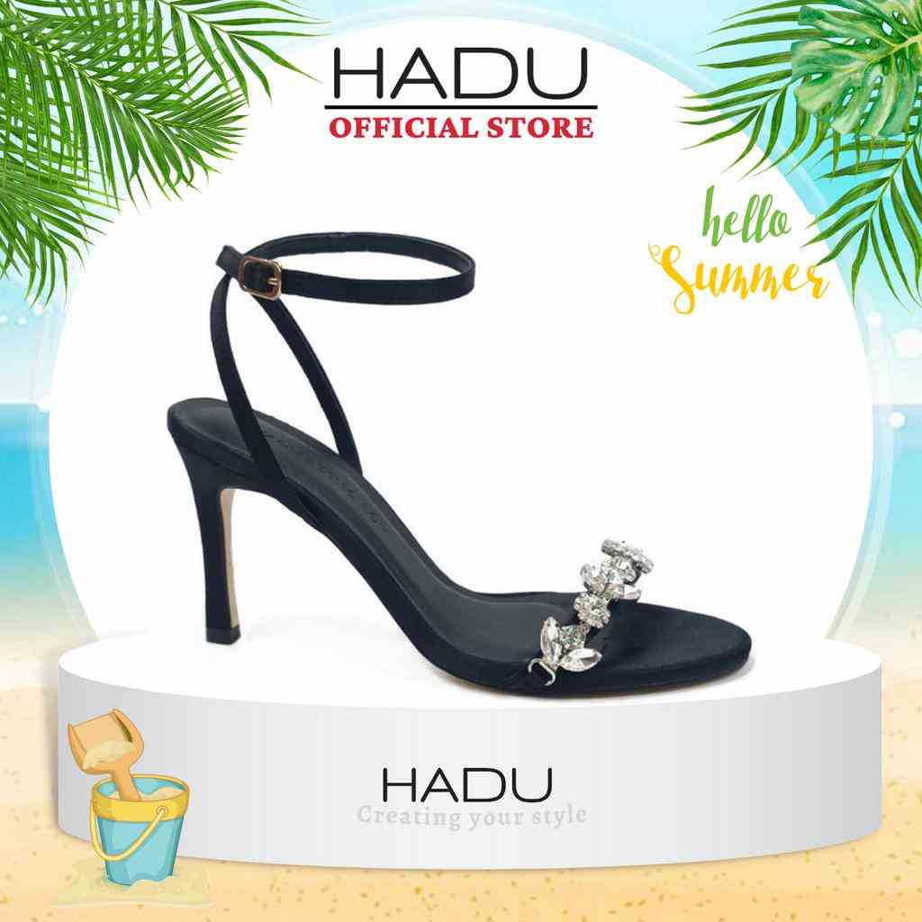 [Mã FA10K28 giảm đến 10k đơn 99k] Giày sandal cao gót quai mảnh đính đá 7cm Bud Charm HADU M792 chất liệu lụa satin