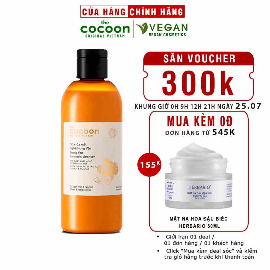 Bigsize - Sữa rửa mặt nghệ Hưng Yên Cocoon giúp da sạch mịn và rạng rỡ 310ml thuần chay