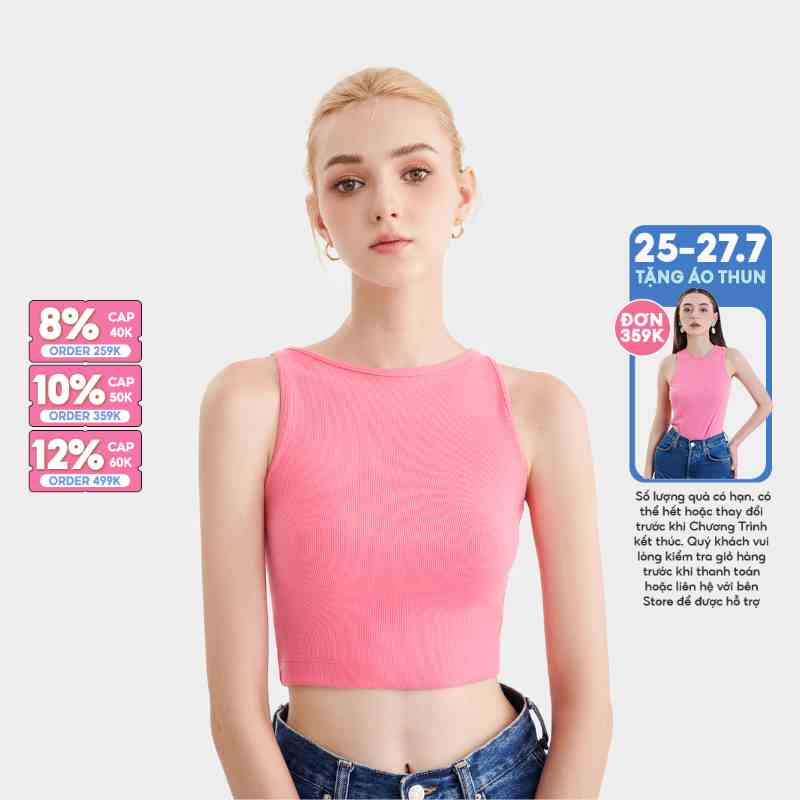 Áo thun croptop nữ MARC FASHION 3 lỗ cổ thuyền FALH061722