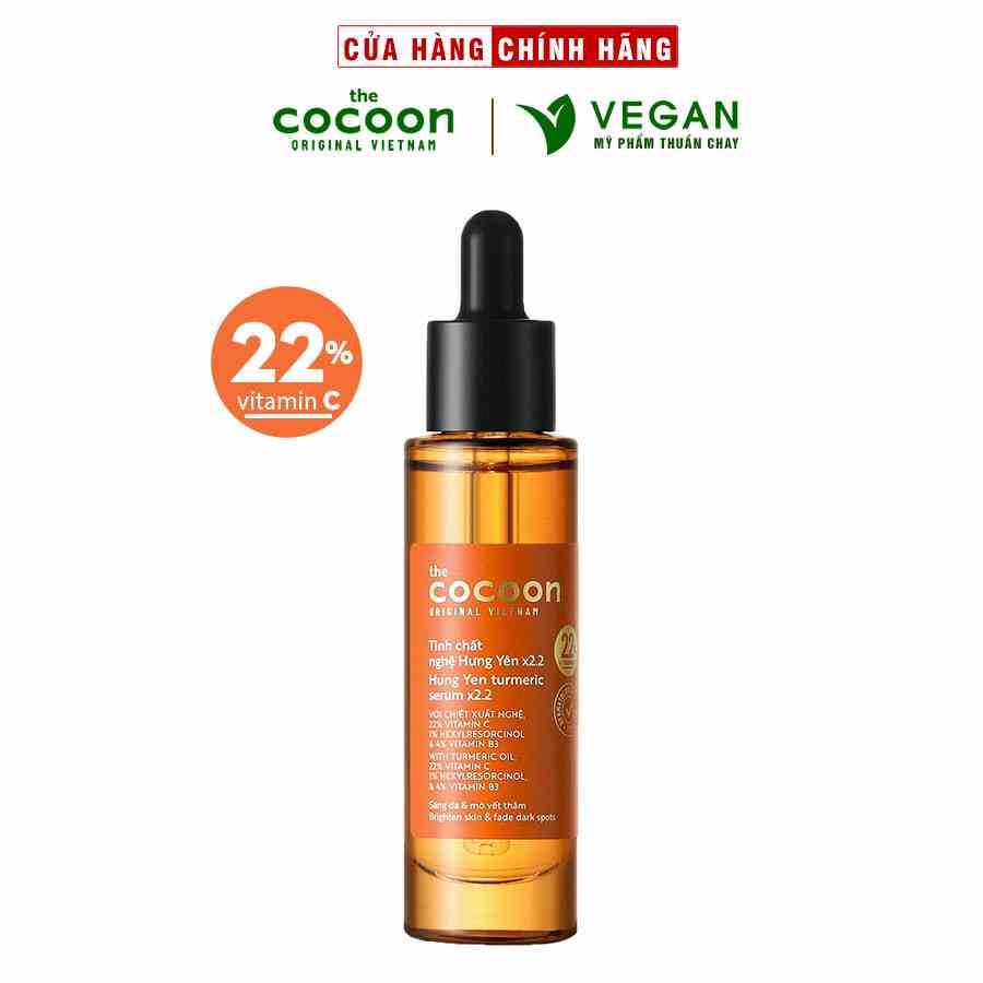 Tinh chất nghệ Hưng Yên C22 Cocoon (serum) 22% vitamin C sáng da, mờ thâm Thuần chay 30ml