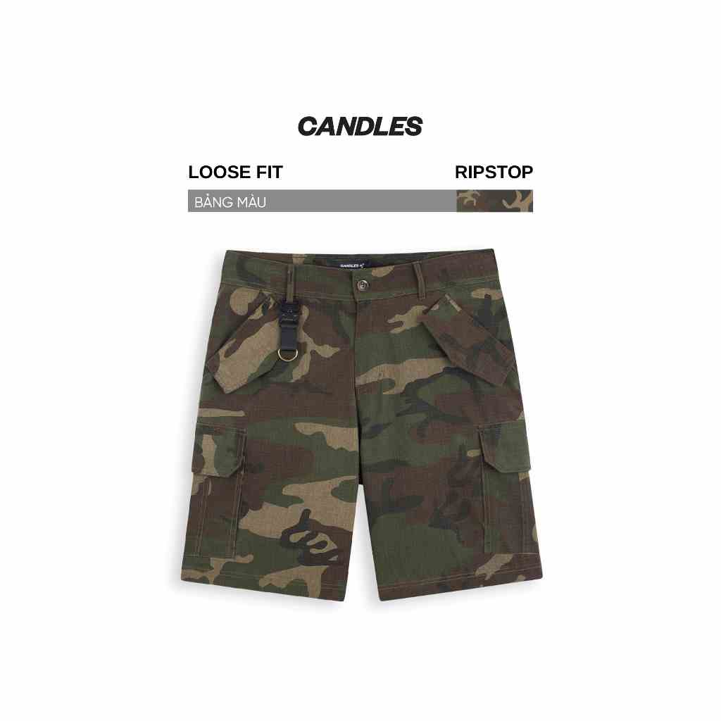 Quần short nam nữ Loose-fit CANDLES TNE CAMOFLAGE họa tiết Camo độc đáo chất liệu Ripstop chính hãng