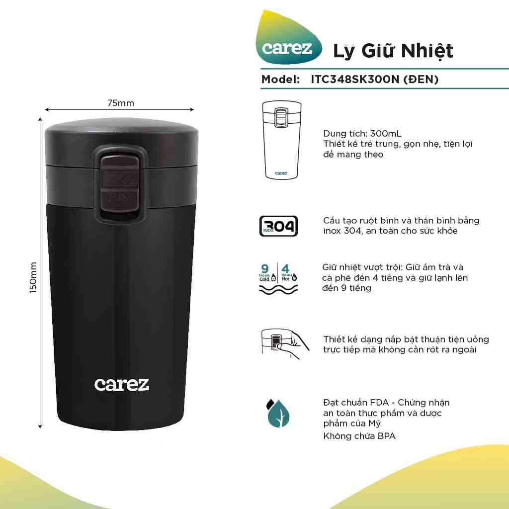 LY GIỮ NHIỆT CAREZ 300ml ITC348SK300N