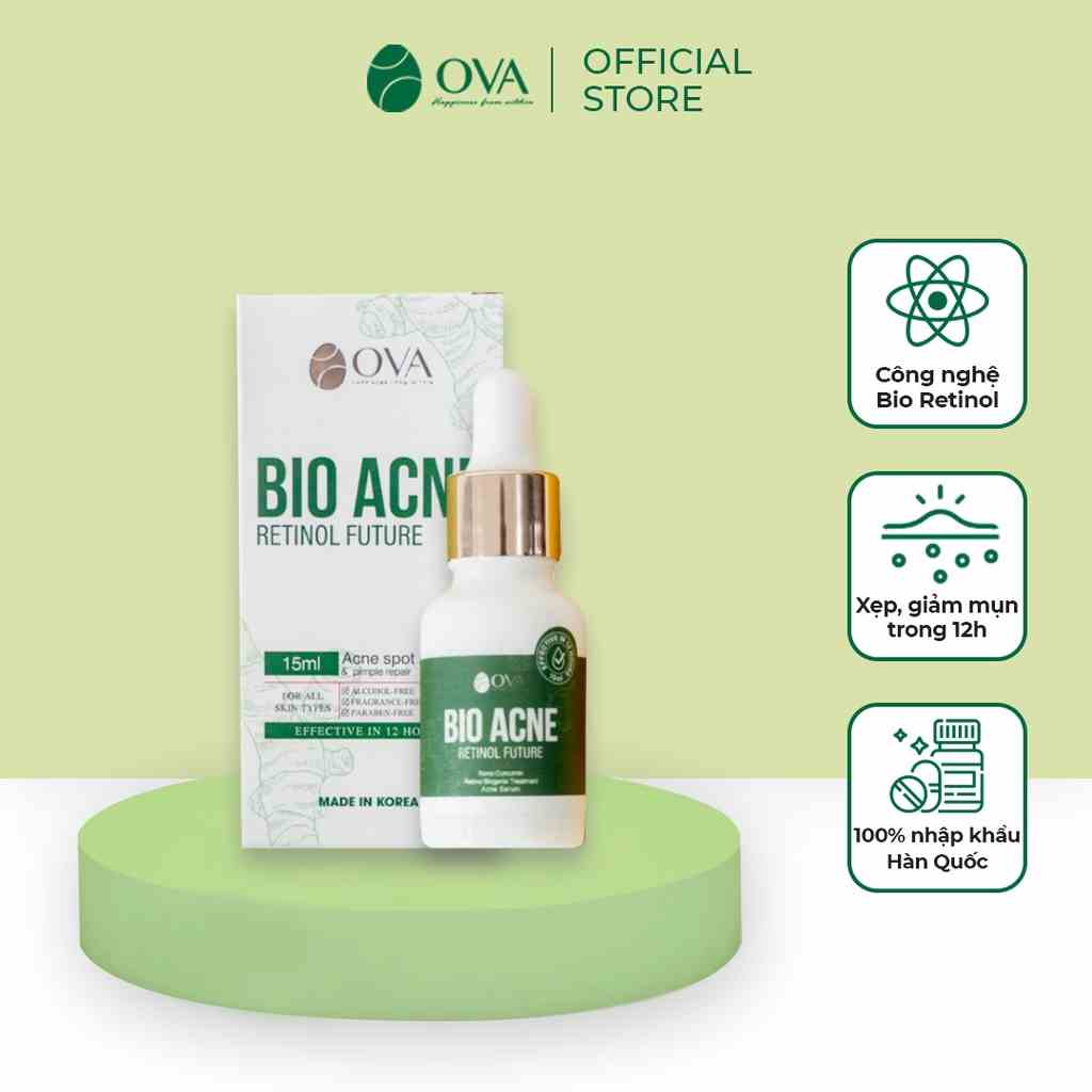 [Mã BMLTB35 giảm đến 35K đơn 99K] Serum Bio Acne Ova giảm mụn mờ thâm lành tính chiết xuất thiên nhiên 15ml