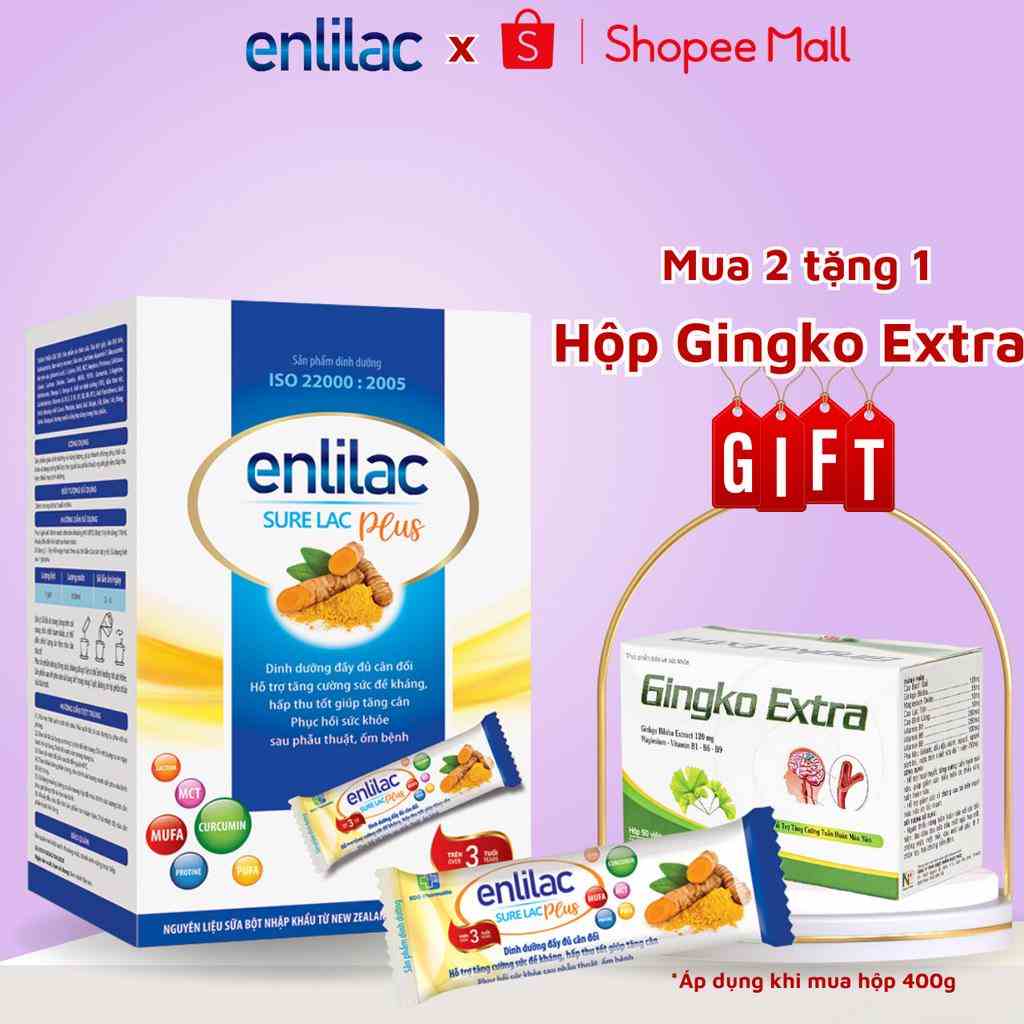 Sữa Bột Enlilac SureLac Plus, Dinh Dưỡng Cao, Năng Lượng Toàn Diện Cho Người Ốm Bệnh Và Sau Phẫu Thuật Hộp 400g