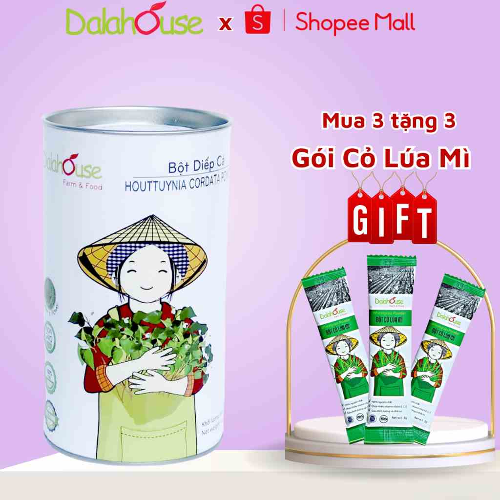 Bột Rau Diếp Cá Nguyên Chất Dalahouse Sử Dụng Công Nghệ Sấy Lạnh Lon 120gr Giúp Giảm Mụn, Sáng Da