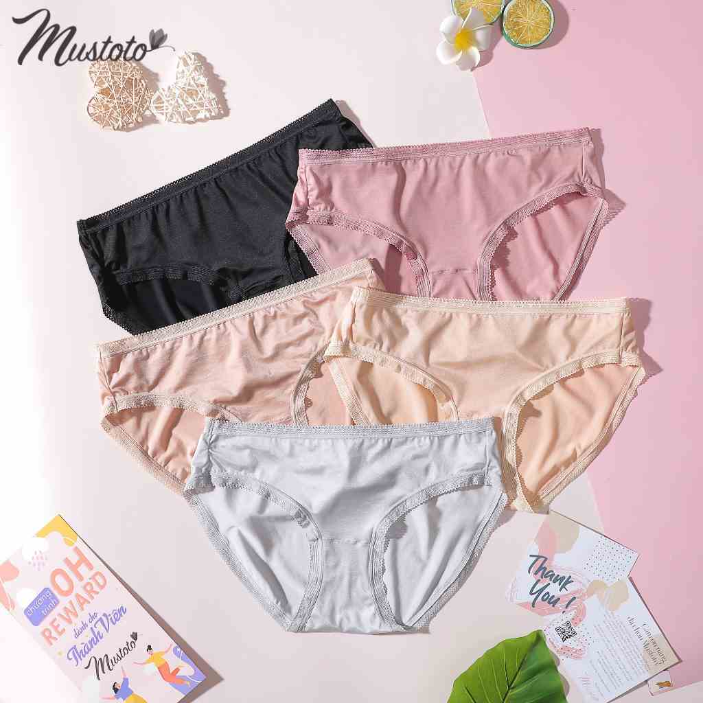 Combo 5 Quần Lót Nữ Lưng Thấp Viền Ren Vải Microfiber Mềm Mượt Siêu Thoải Mái (Mustoto MQ30)