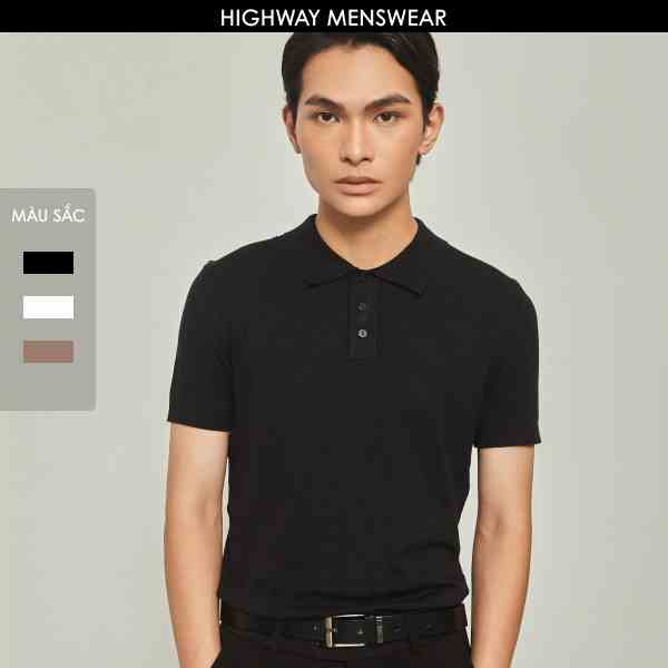 Áo polo nam len dệt kim Premium Highway (Menswear) Aston Đen