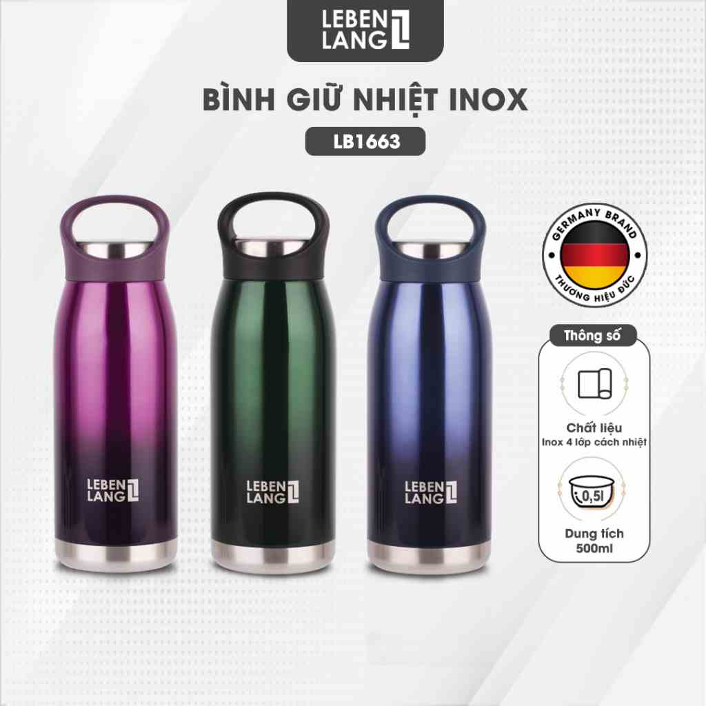 Bình giữ nhiệt LEBENLANG LB1663 inox 304 cao cấp không gỉ, dung tích 500ml - hàng chính hãng